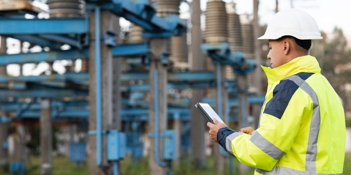 electrician looking at worksite