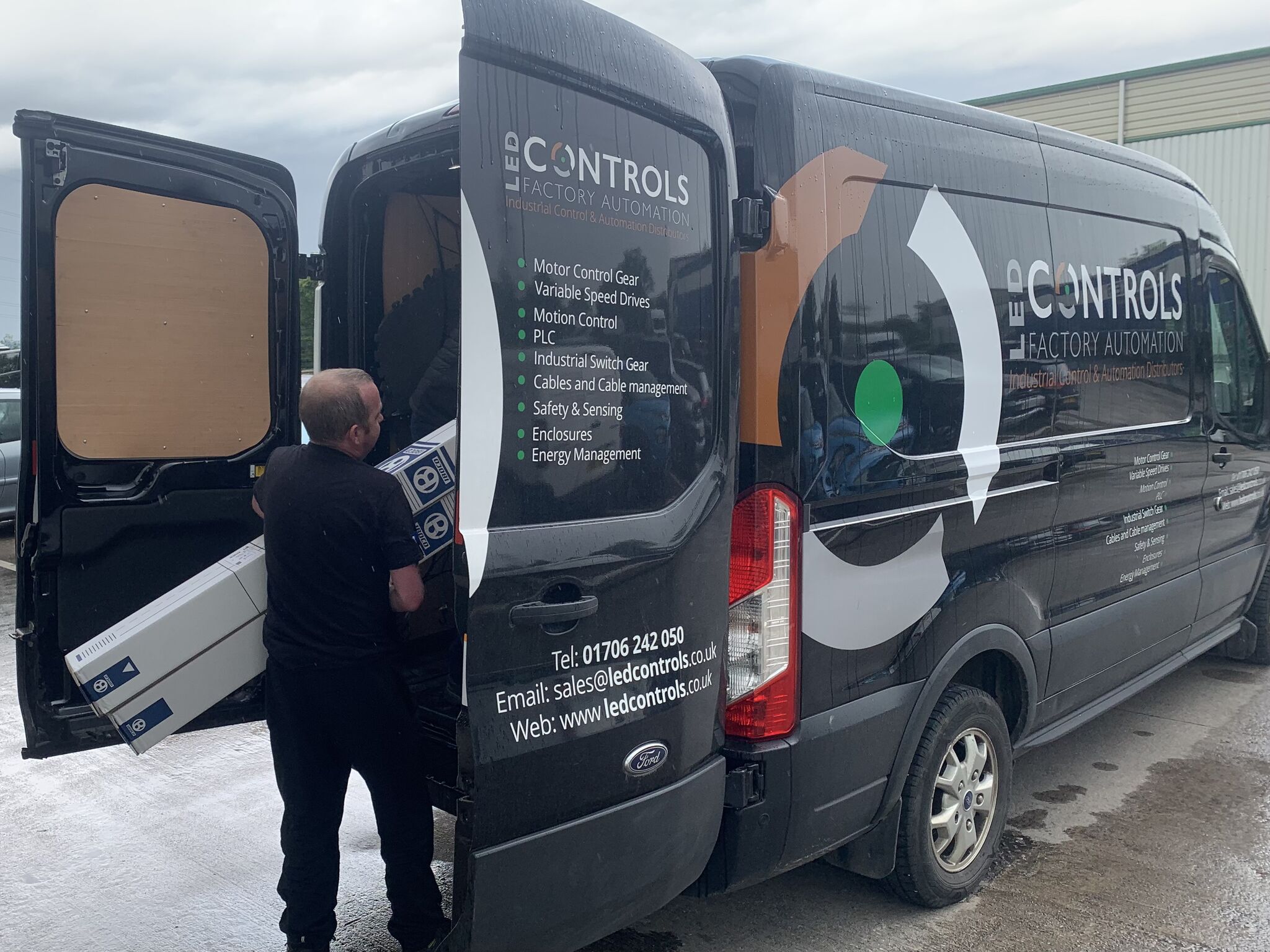 Picture of LED Controls delivery van.