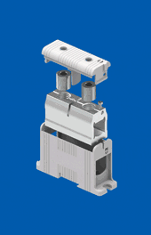 Rotating cross-section of Teknomega PTB3 Power Block Terminals available from LED Controls