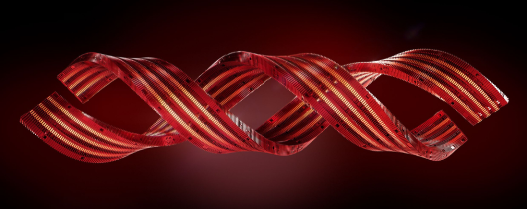 A twisting Helix of Rittal RiLineX busbars. Buy now from LED Controls