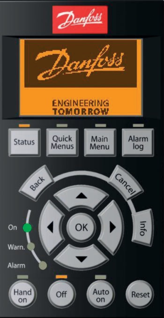 Close up of the controls for Danfoss FC302 VLT Automation Drive available at LED Controls