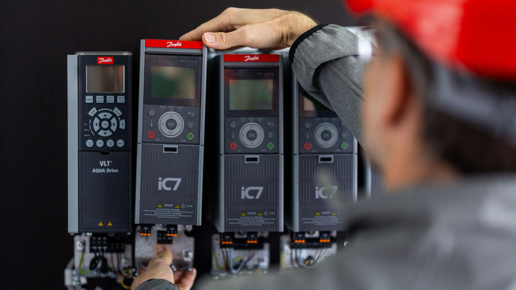 Danfoss DrivePro representative fitting Danfoss iC7 drives. Danfoss iC7 available from LED Controls.