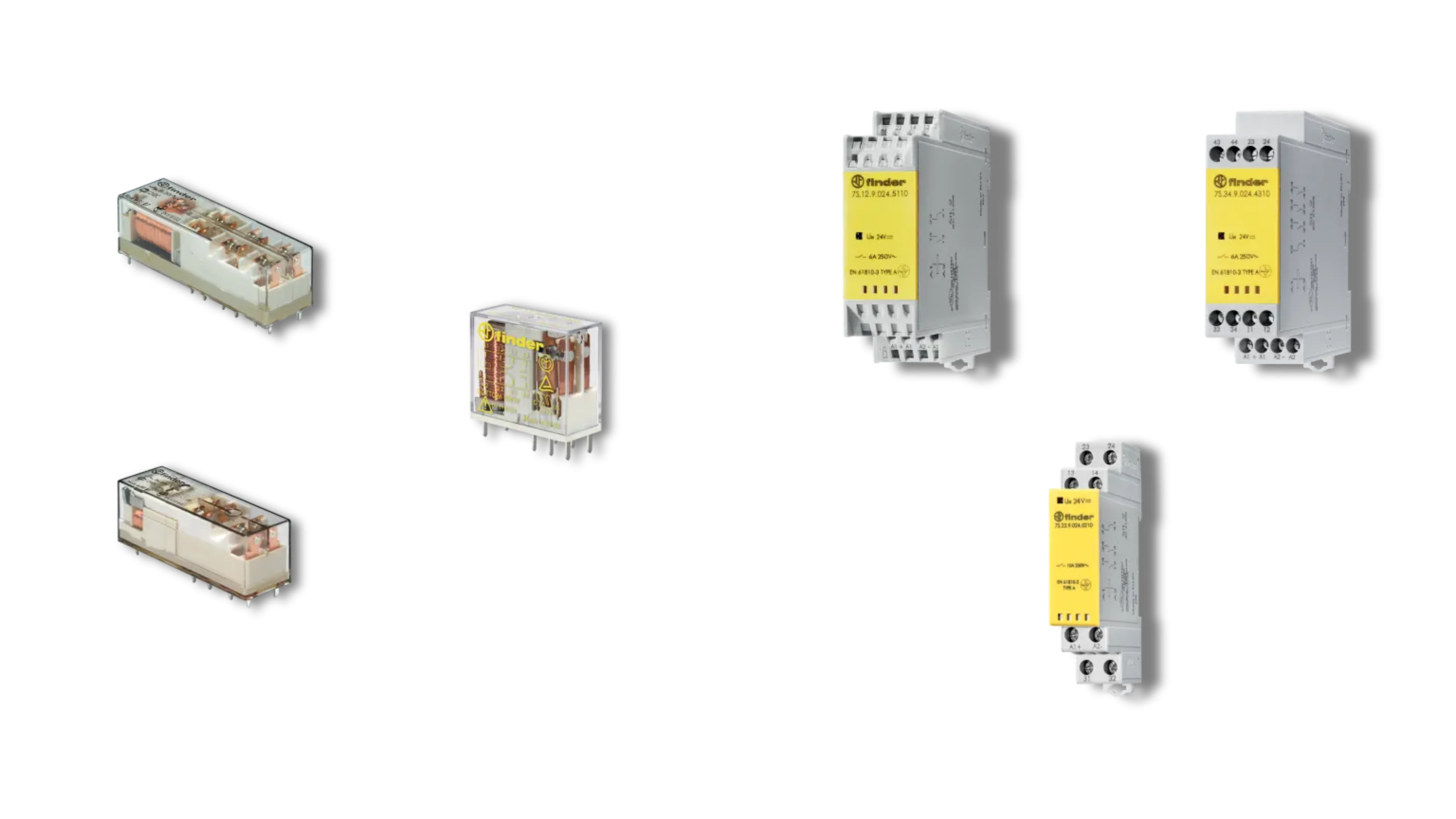 Finder 50 and 7S series relay series available from LED Controls