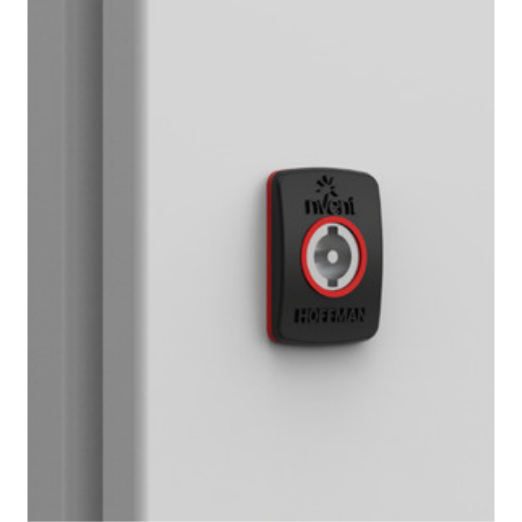 Detail of nVent MAS enclosure lock. nVent Hoffman MAS enclosures available from LED Controls.
