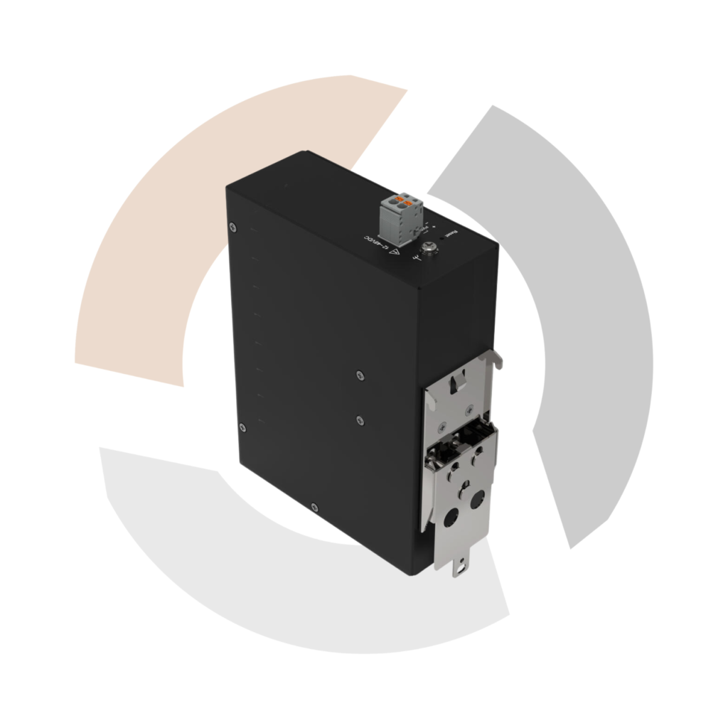 DIN rail connection view of WAGO 16 port ECO Unmanaged Ethernet Switch available now from LED Controls.