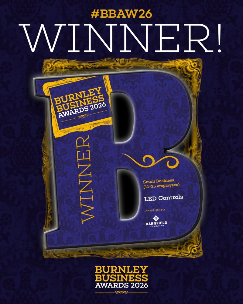 Official winners' logo for Burnley Business Awards Small Business 2026 winner LED Controls