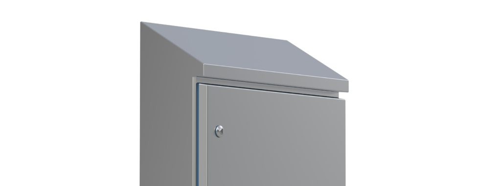 nVent HDW wall mounted enclosures available from LED Controls. They have a sloping roof to aid runoff. 
