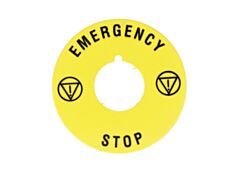 8LM2TAU115 - 60MM YELLOW PVC LABEL STOP EM- ERGENCY F