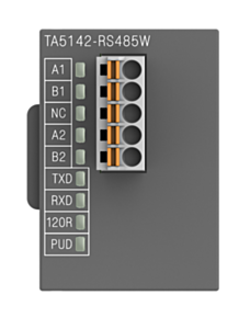 1SAP187300R0203 ABB TA5142-RS485W AC500, RS485 serial adapter non isolated option board, spring/cable front terminal 3.50 mm pitch, Wide temperature