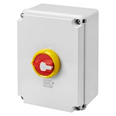 GW70492P Gewiss Rotary Isolator Switch HP Emergency Isolating Material Box 100A 4P Lockable Red Knob IP66/67/69