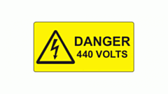 SL5025D440B10 Partex 50x25mm BLK ON YELL LABEL 'DANGER 440V'