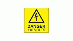 SL5050D110B10 Partex 50x50mm Black On Yellow Label 'DANGER 110V'