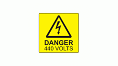 SL5050D440B10 Partex 50x50mm Black On Yellow Label 'DANGER 440V'