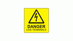SL5050DLTB10 Partex 50x50mm Black On Yellow Label 'DANGER LIVE TERMINALS'