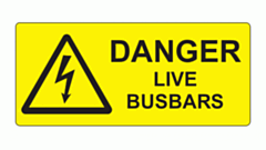 SL8035DLBB10 Partex 80x35mm Black On Yellow Label 'DANGER LIVE BUSBARS'