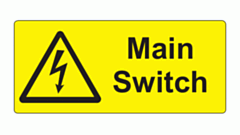 SL8035MSB10 Partex 80x35mm Black On Yellow Main Switch Label