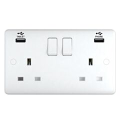 st2320 chint 2 gang 13a switched socket with combined 3.1a usb outlets