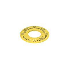 VE TF32A5120 Pizzato Label with shaped hole, ? 60 mm, yellow disc, writing 
