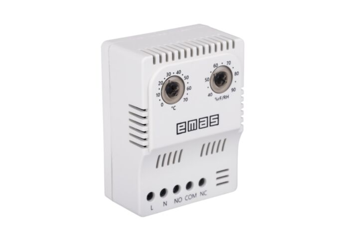 EMAS thermostat and hygrostat module in an electrical enclosure