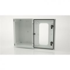 BRES-43P-3L-DC Safybox GRP Electrical Enclosure IP66 3 position lock with a Glazed Door 400Hx300Wx200D