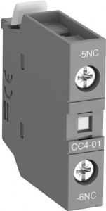 ABB cc4-01 front mounted aux contact block with nc leading contact and no lagging contact