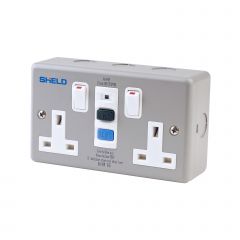 sne3-2230sm chint 2-gang, switched metal rcd socket